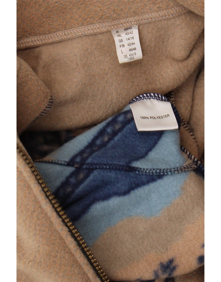 Damska kurtka polarowa VINTAGE UK 14/16, duży, beżowy, poliester z nadrukiem zwierzęcym