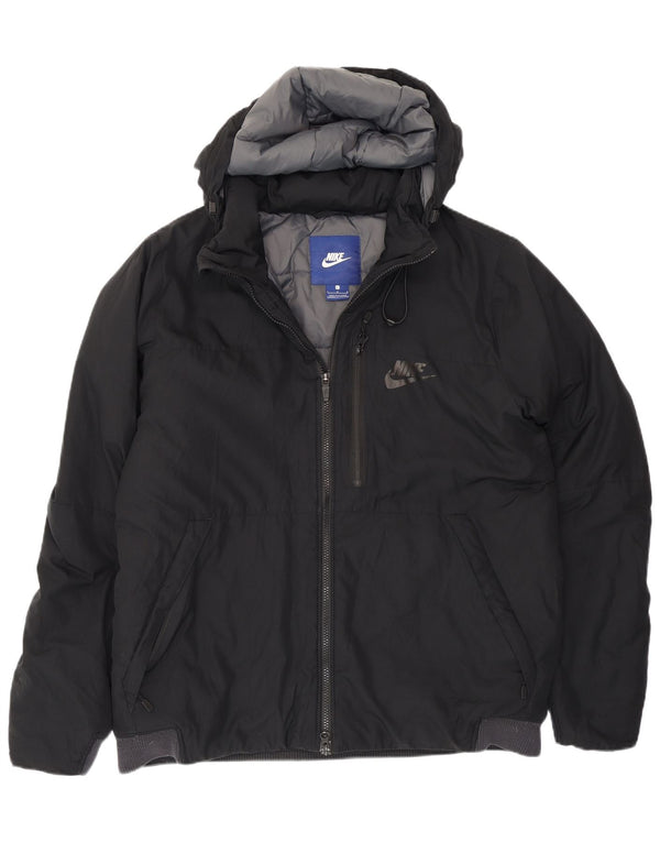 Nike Mens Hooded Padded Jacket UK 40 Large Black Polyester