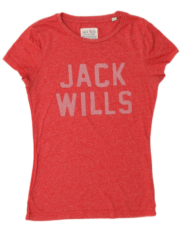Damska koszulka z grafiką Jack Wills Top UK 10, mała, czerwona bawełniana