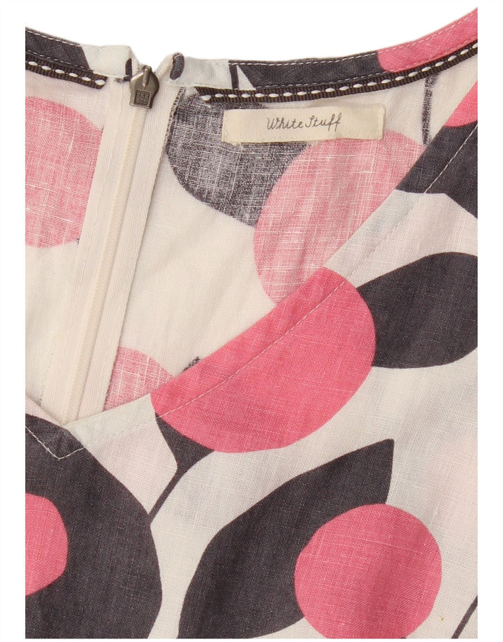 Damska sukienka typu shift bez rękawów White Stuff UK 12, średnia, biała w kwiaty