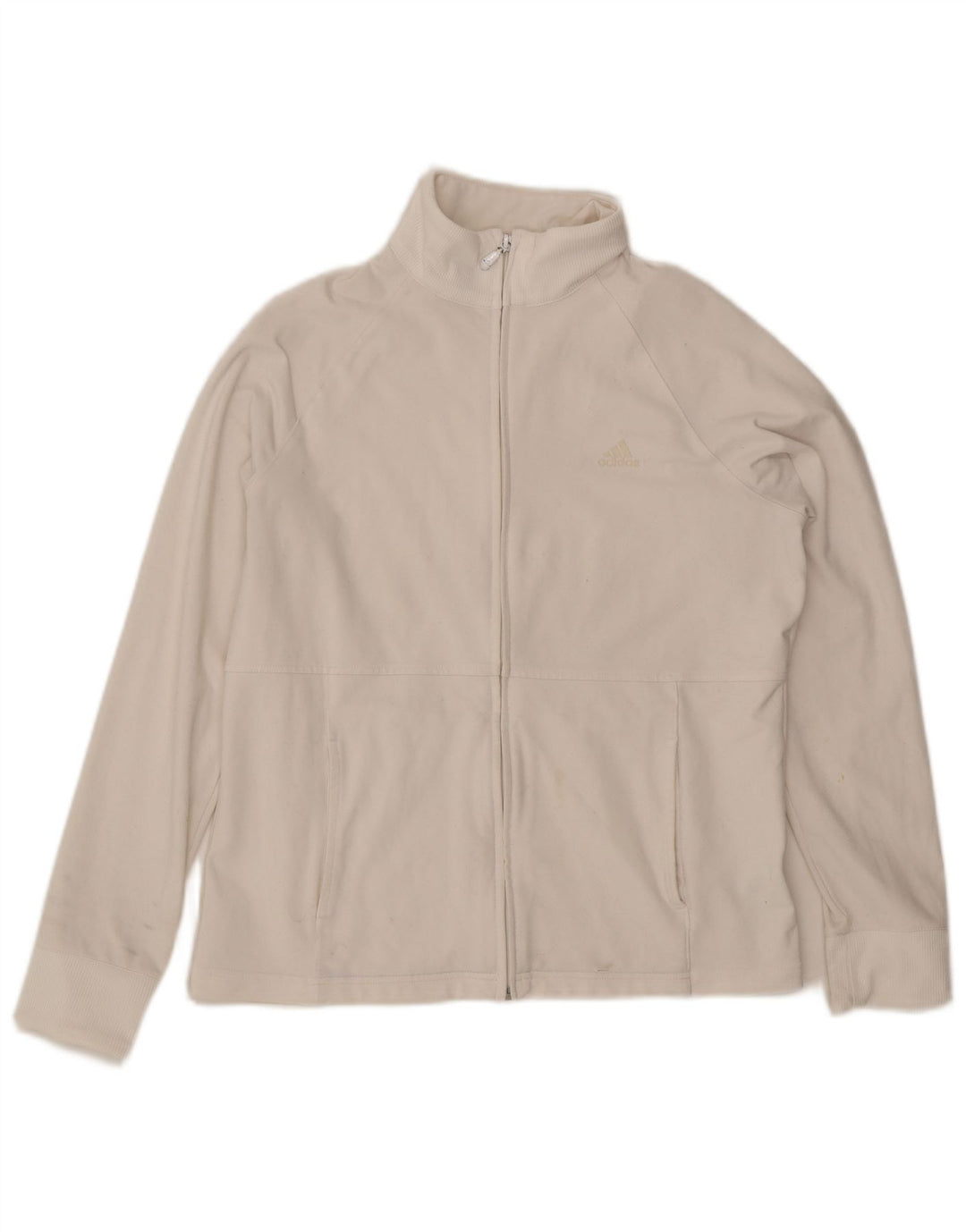 Damska bluza dresowa Adidas UK 16, duża, biała, poliestrowa