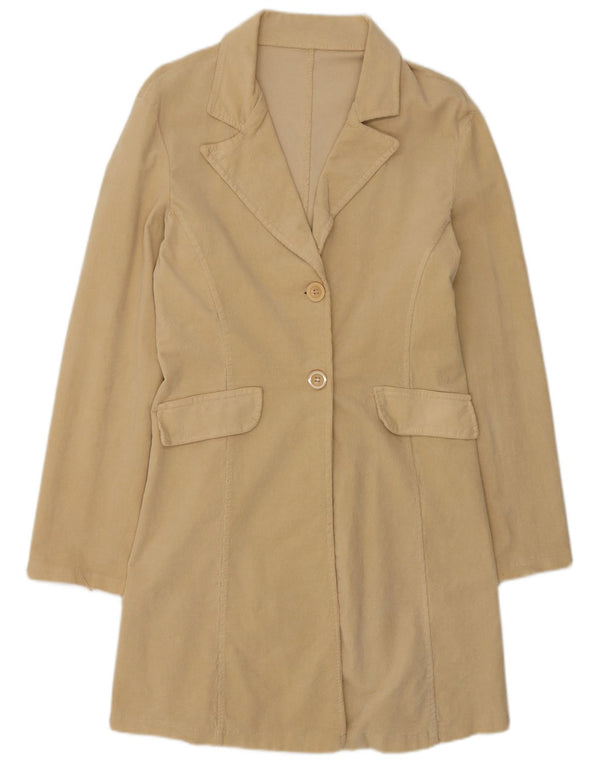 Vintage damski sztruksowy płaszcz UK 12 średni beż