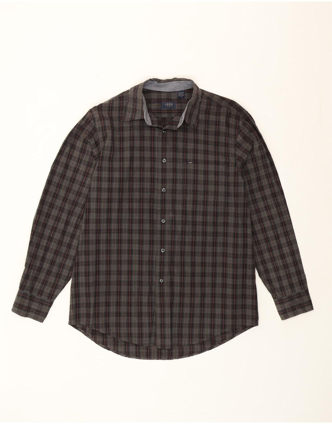 Koszula męska w kratę Izod, bawełniana, średnia szara krata