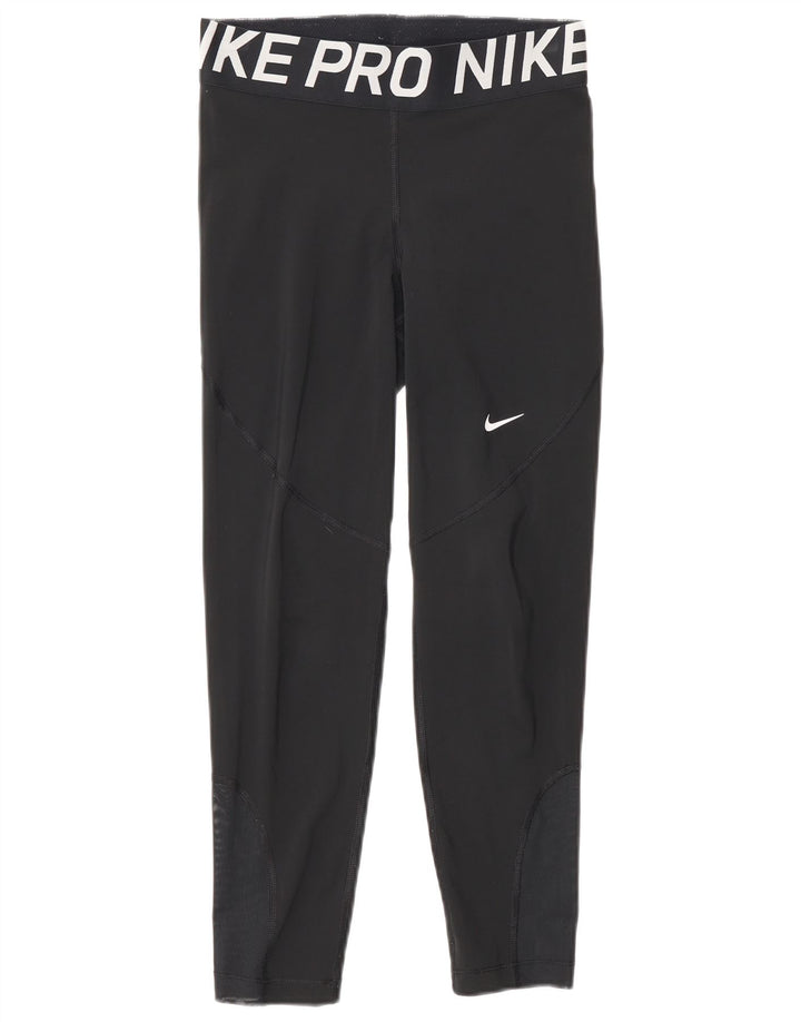 Damskie legginsy Nike z grafiką, małe, czarne, poliestrowe, sportowe
