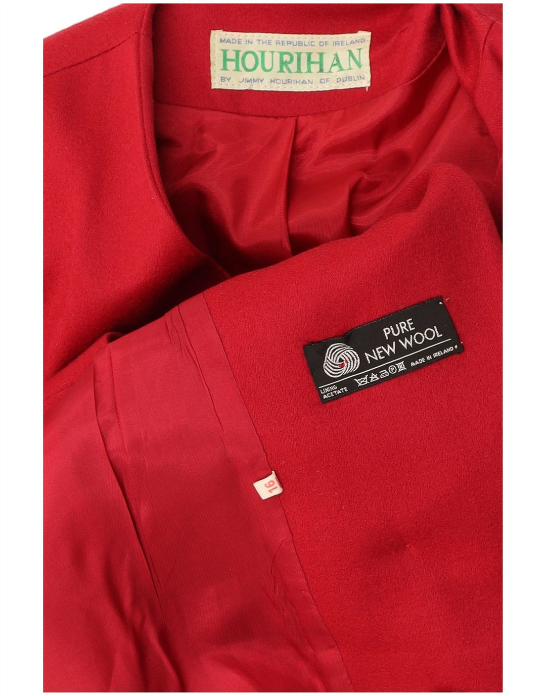 Damska marynarka dwurzędowa JIMMY HOURIHAN UK 16, duża, bordowa