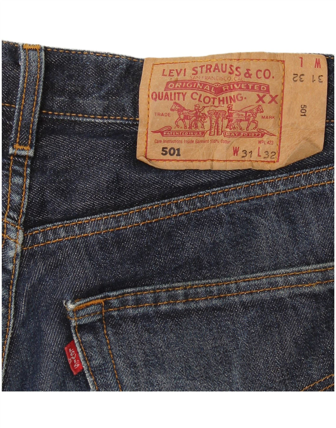 Damskie jeansy Levi's 501 Straight W31 L32 granatowe