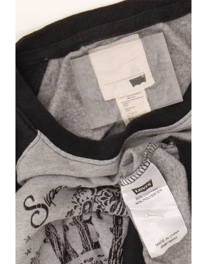 Damska bluza Levi's z grafiką, UK 10, mała, szara, z blokami kolorów