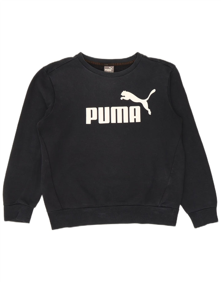 Męska bluza z grafiką Puma, mała, czarna, bawełniana