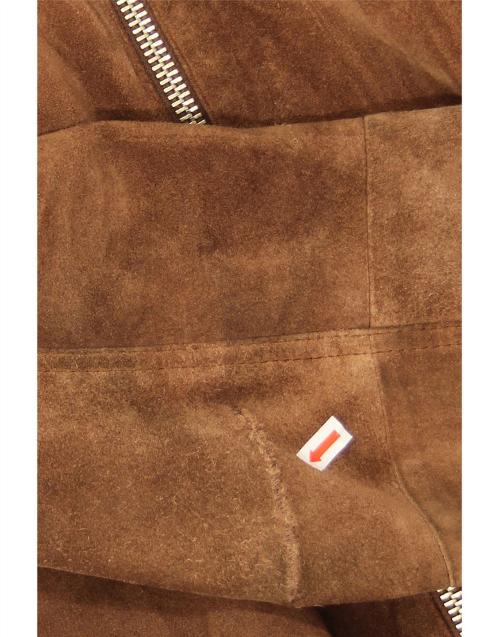 Vintage męska zamszowa kurtka Shearling UK 38 średnio brązowa skóra