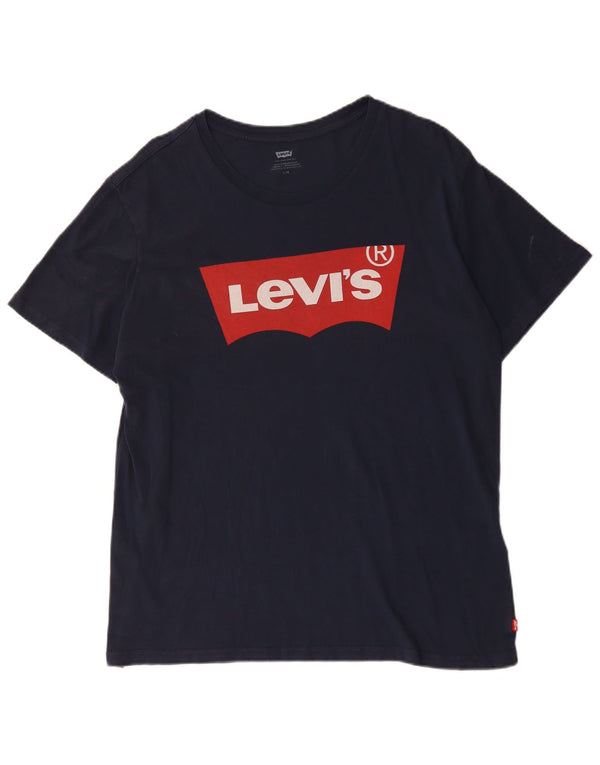 Męski T-shirt z grafiką LEVI'S, duży, granatowy, bawełniany