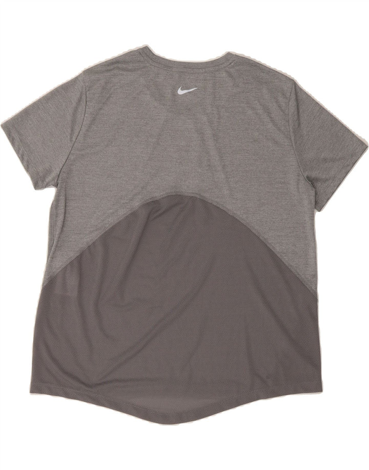NIKE Womens Dri Fit T-Shirt Top UK 16 Large Grey Colourblock Polyester Vintage Nike and Second-Hand Nike from Messina Hembry 