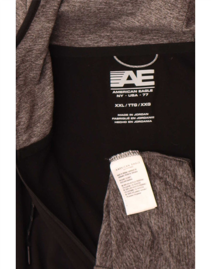 Męski sweter z kapturem i zamkiem błyskawicznym American Eagle, 2XL, szary, blok kolorów