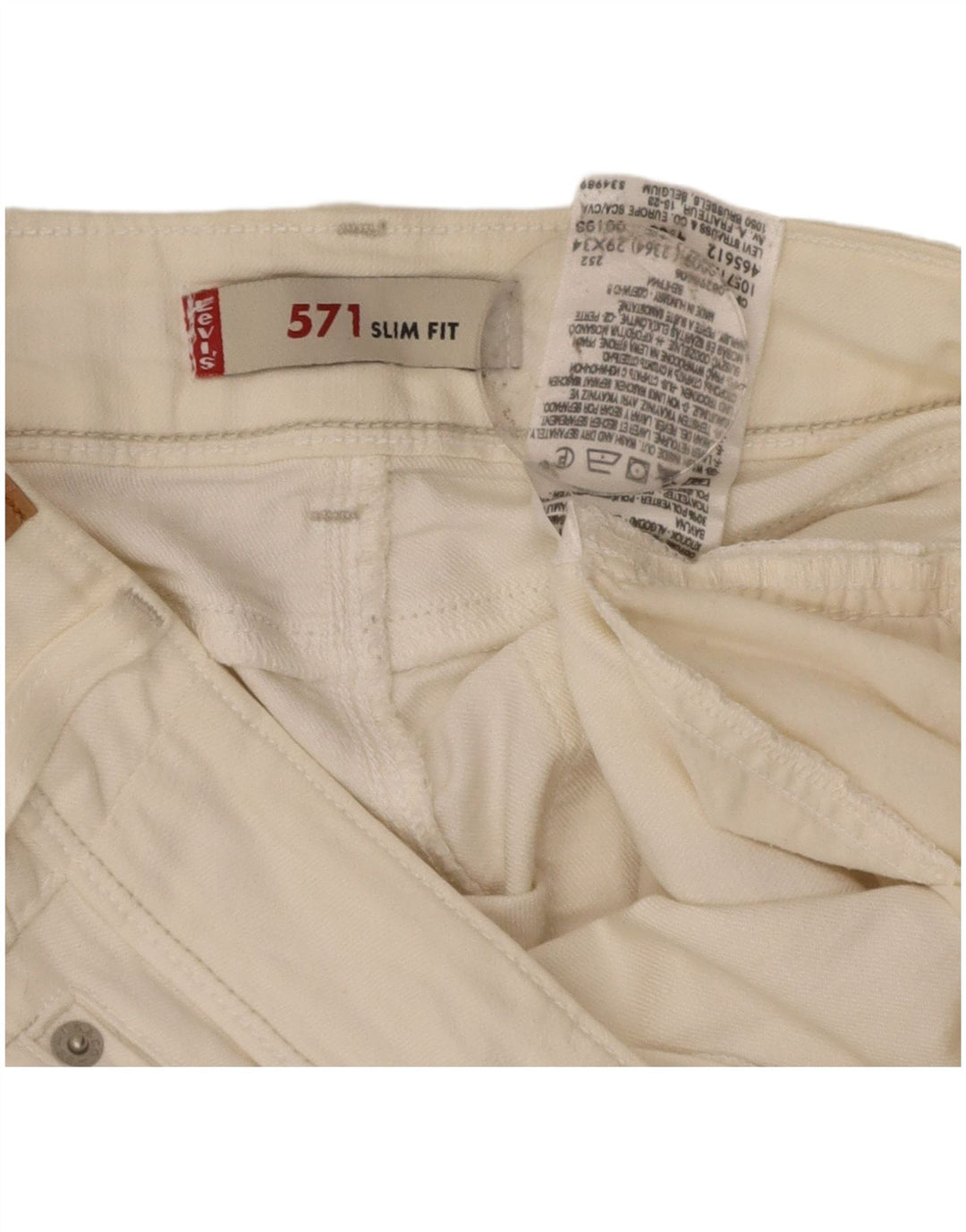 LEVI'S Womens 571 Slim Jeans W29 L34 Off White Cotton