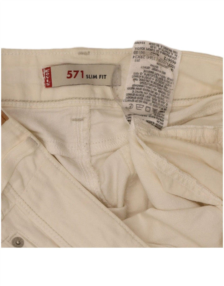 LEVI'S Womens 571 Slim Jeans W29 L34 Off White Cotton