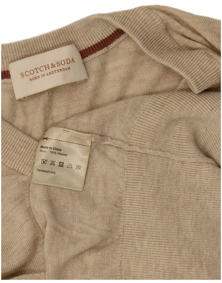 Sweter damski SCOTCH & SODA z dekoltem w kształcie litery V, UK 14, średni beż, wiskoza