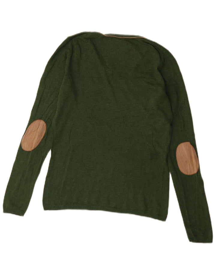 Massimo Dutti Womens Boat Neck Jumper Sweater UK 12 Medium Green Silk