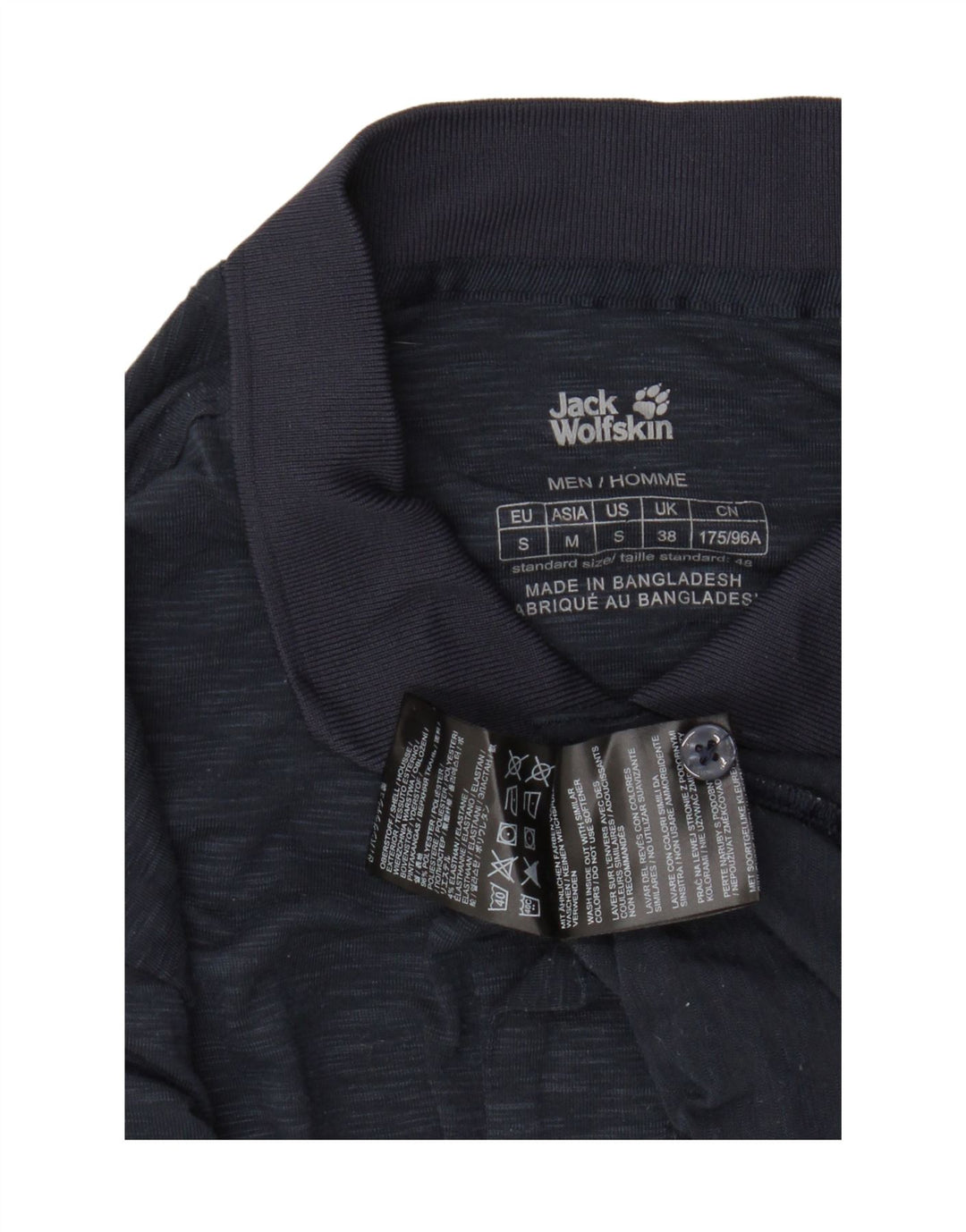Męska koszulka polo JACK WOLFSKIN UK 38, mała, granatowa, z poliestru w cętki