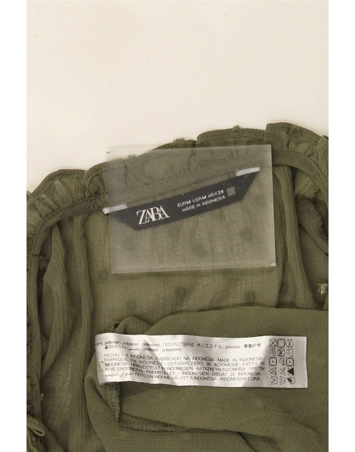 Damska bluzka z prześwitującym rękawem 3/4 Zara UK 14 Medium Khaki w cętki