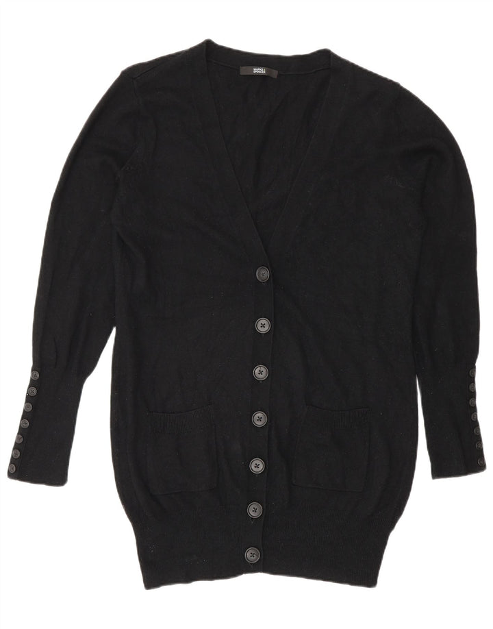 Marks & Spencer Damski sweter o przedłużonym fasonie, UK 12, średni czarny wiskoza