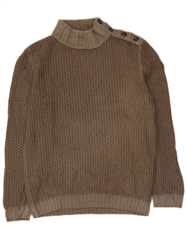 Trussardi Jeans Męski sweter z golfem, duża wełna khaki