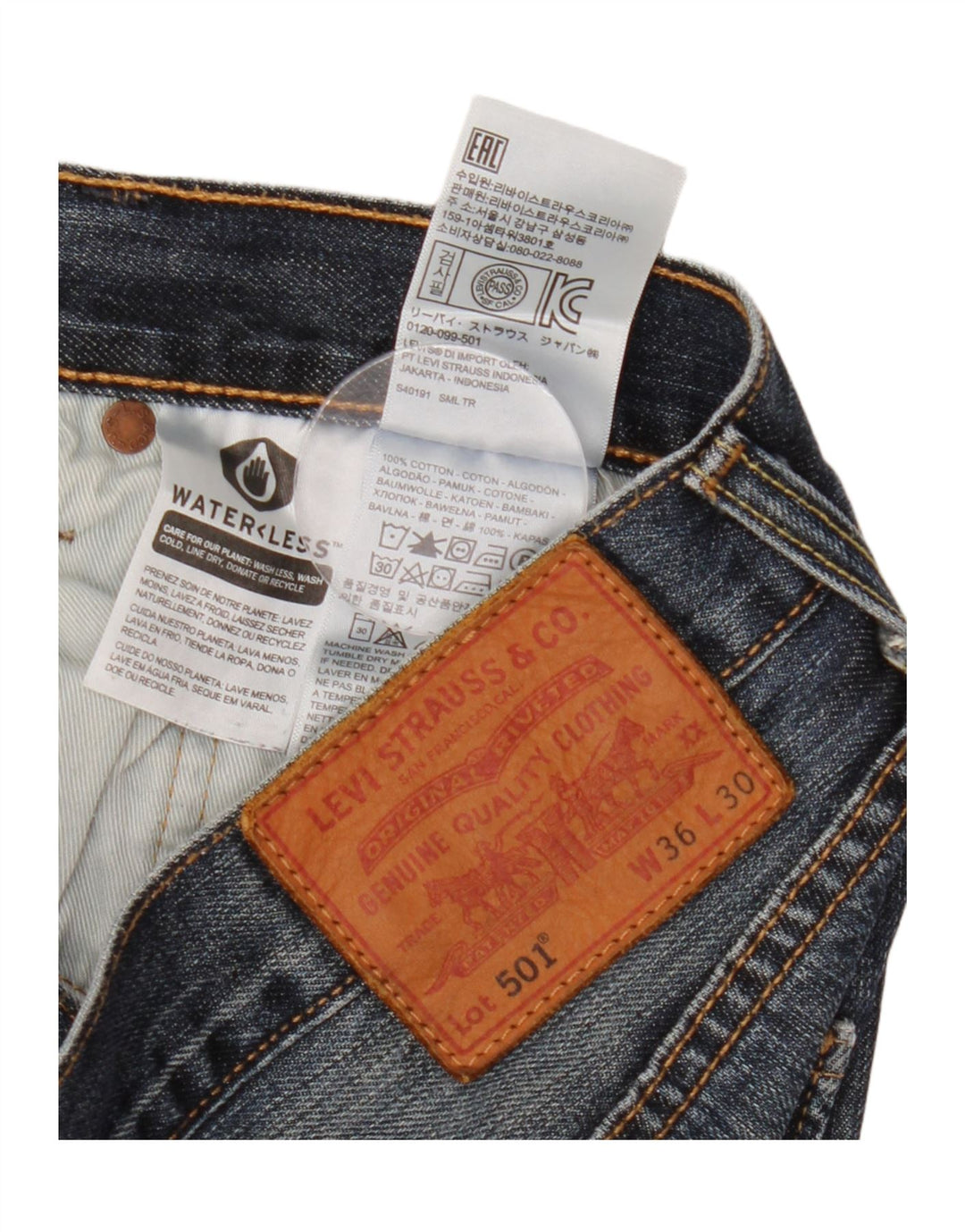 Męskie jeansy Levi's 501 Straight W36 L30 Niebieskie bawełniane