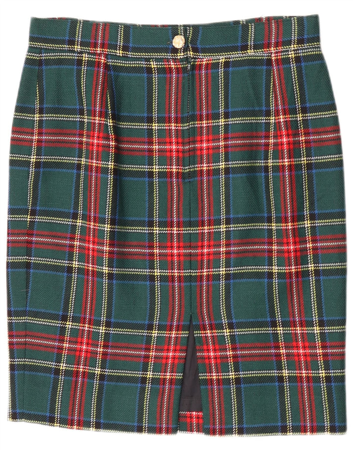 Vintage damska spódnica ołówkowa W30 w średnią zieloną kratę