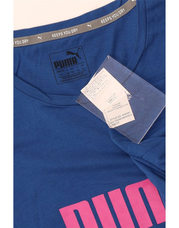 Damska koszulka z grafiką Puma Top UK 14, średnia niebieska bawełna