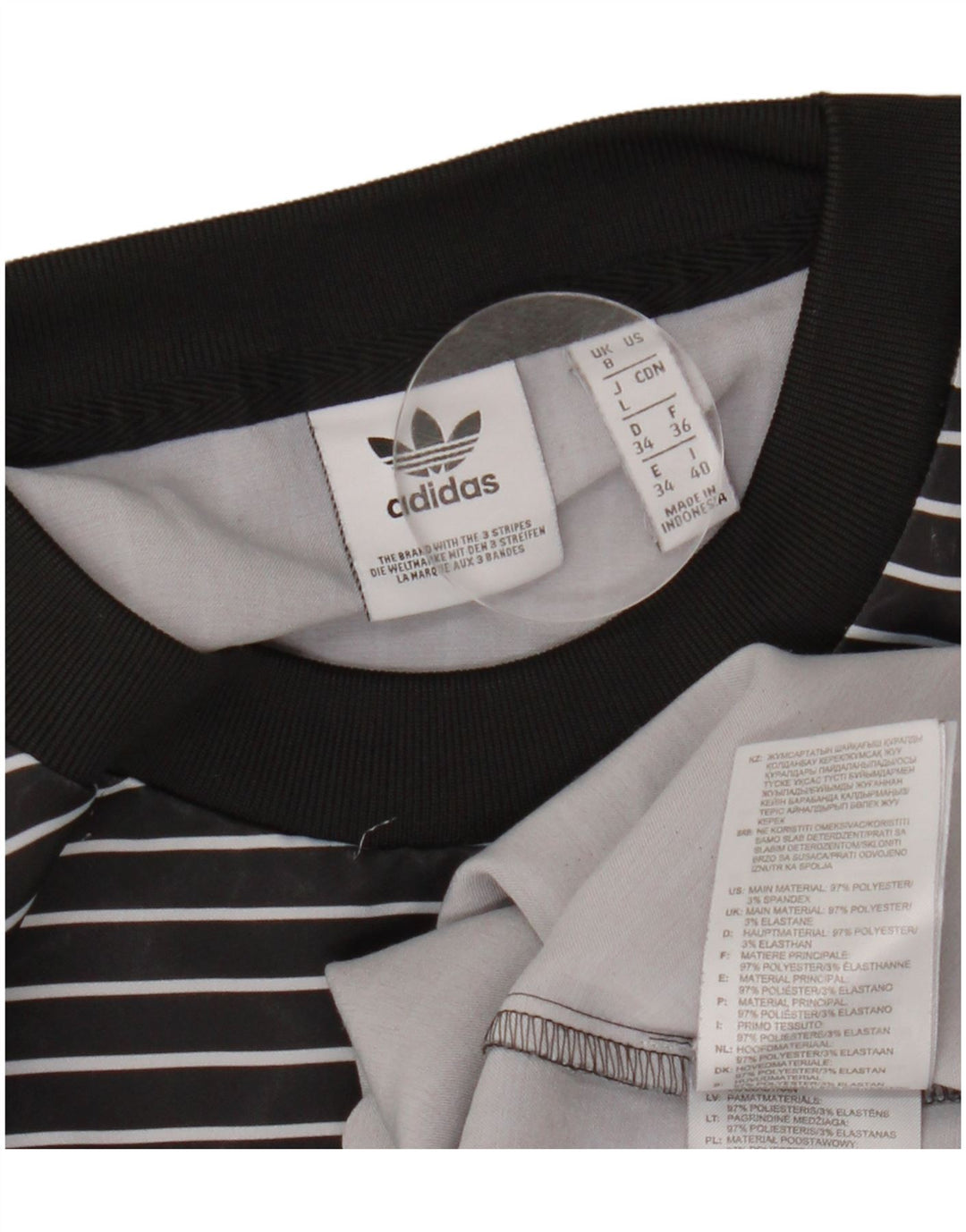 Damska koszulka ADIDAS Crop Oversize Top UK 8 Small Black Pinstripe
