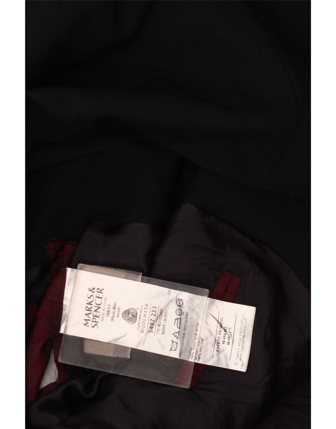 Marks & Spencer Męska marynarka zapinana na 3 guziki UK 38 Średni granatowy, nowa wełna