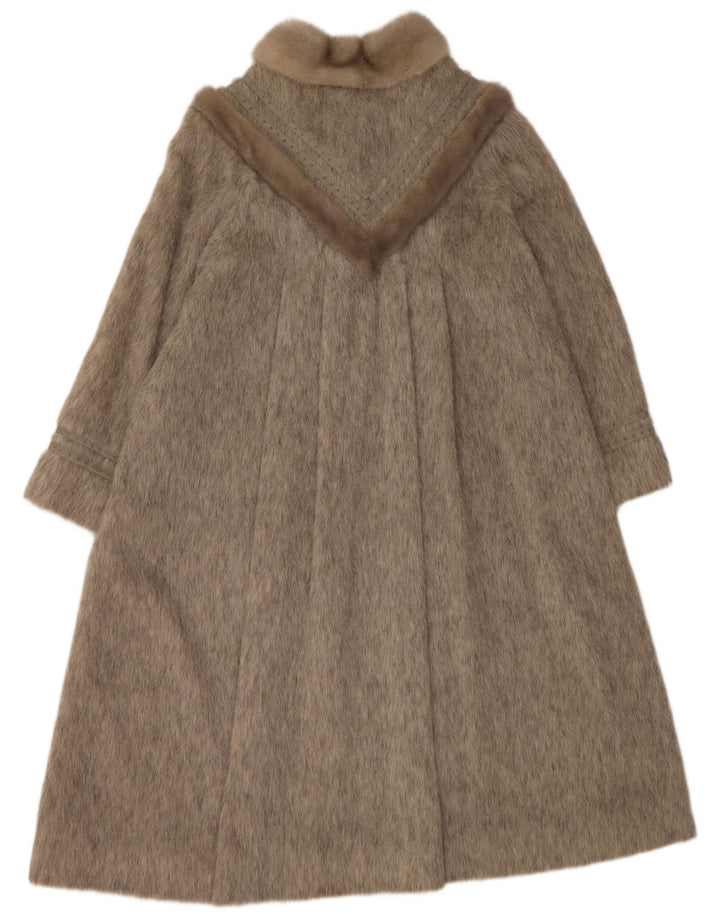 KARL LORENZ Womens Overcoat UK 14 Large Grey Lamb Hair
