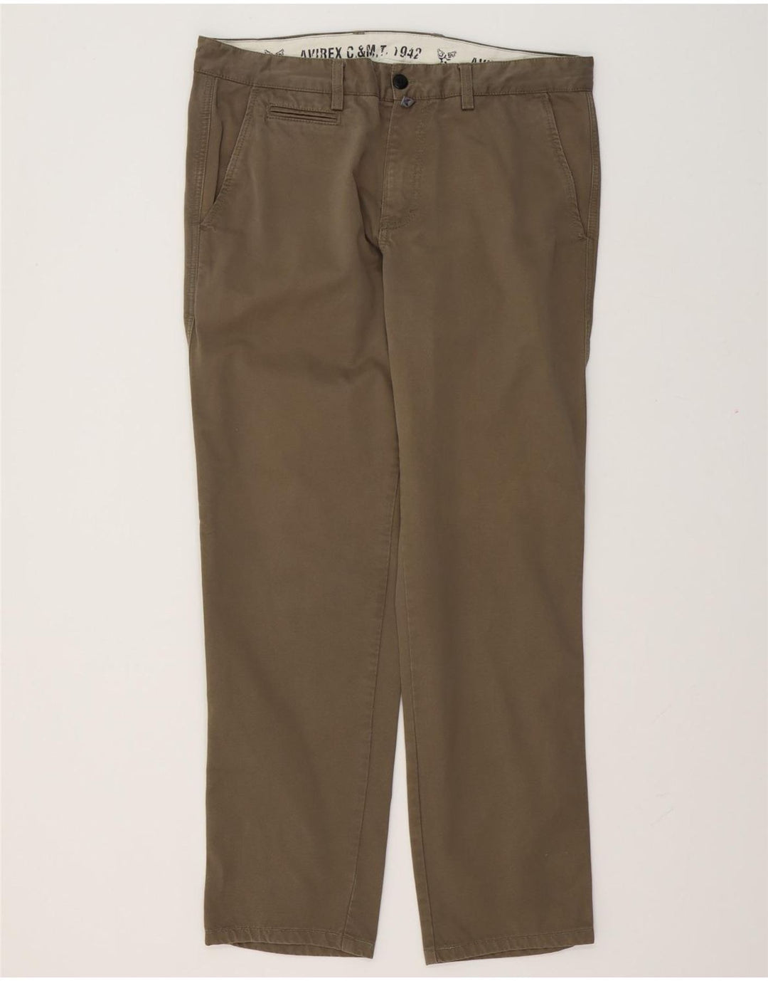 Męskie proste spodnie Chino Avirex W36 L32 Khaki Cotton