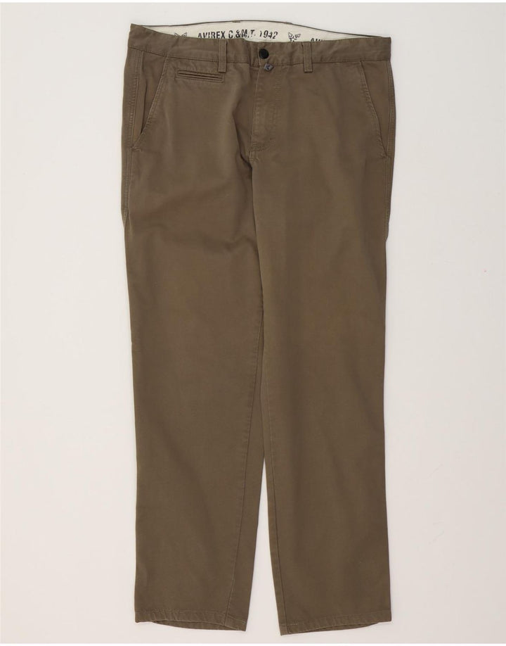 Męskie proste spodnie Chino Avirex W36 L32 Khaki Cotton