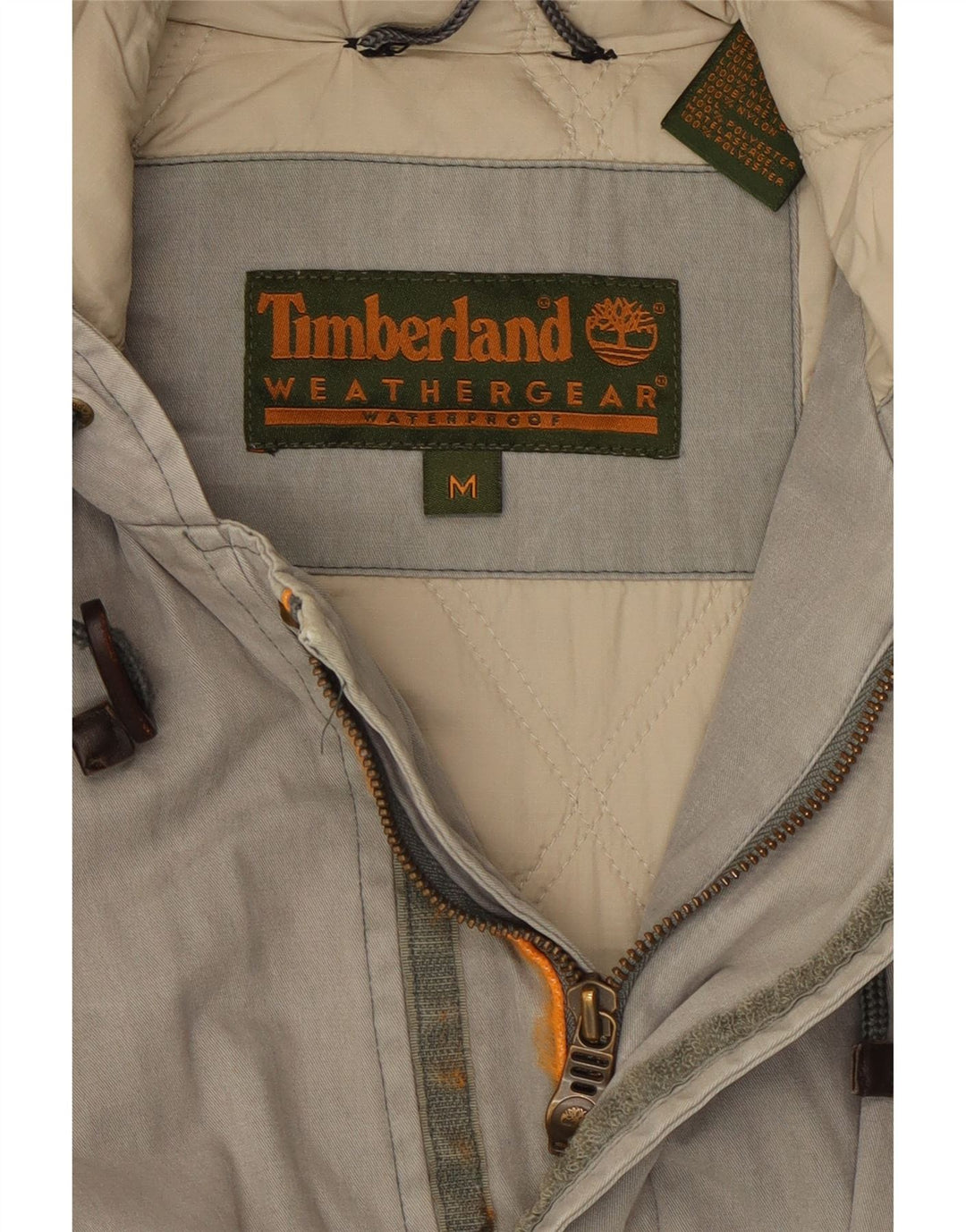 TIMBERLAND Męski płaszcz wiatrówka z kapturem UK 38 Średnioszary, bawełniany