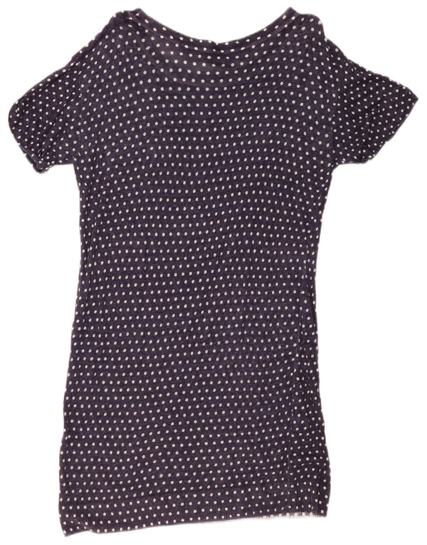 Damska sukienka T-shirtowa Jigsaw UK 14 Średni granatowy, lniany w kropki