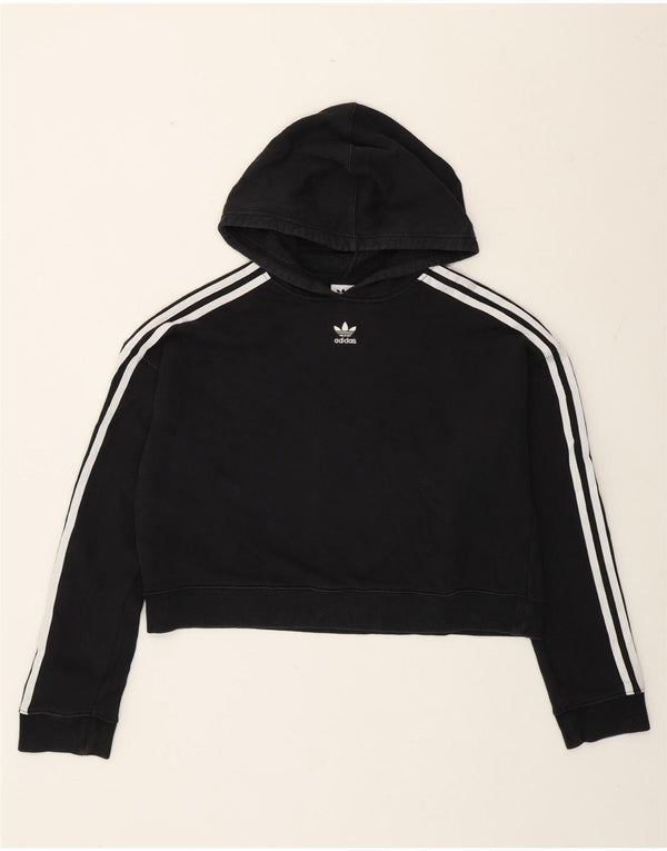 Damska bluza z kapturem Adidas Oversized Crop UK 12 Średnia czarna bawełna