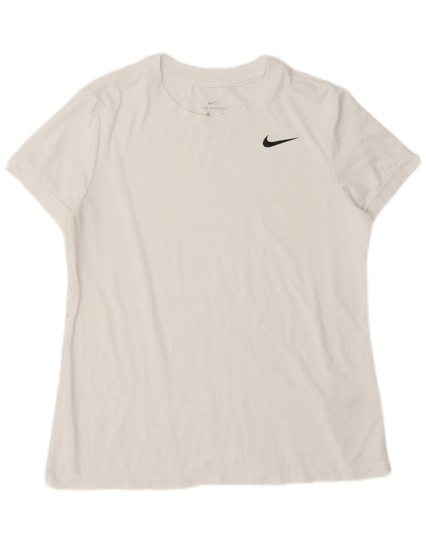 Damska koszulka NIKE Dri Fit UK 14, średni biały poliester