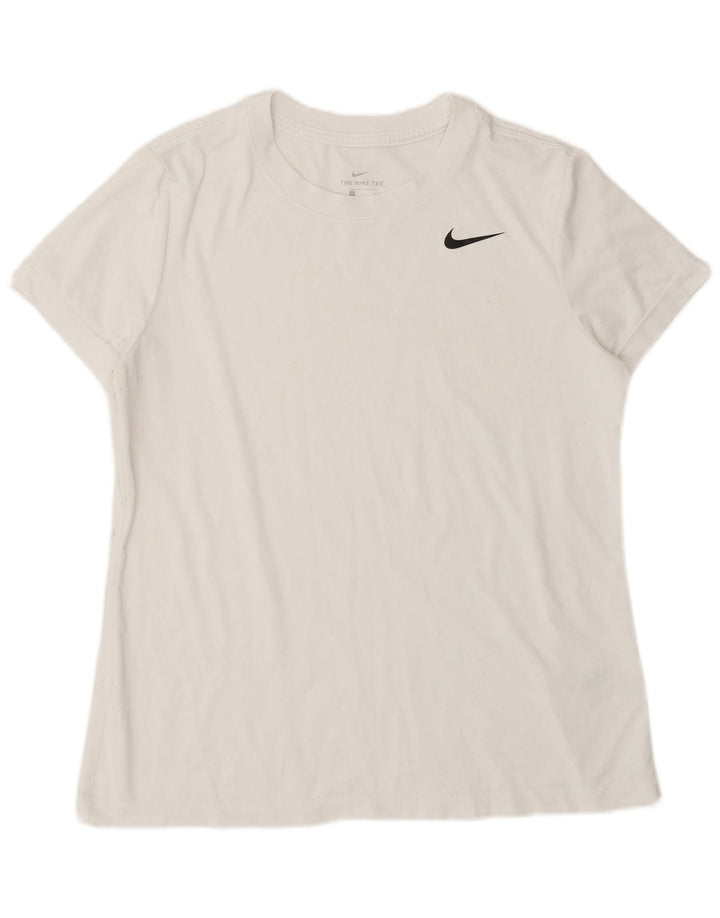 Damska koszulka NIKE Dri Fit UK 14, średni biały poliester