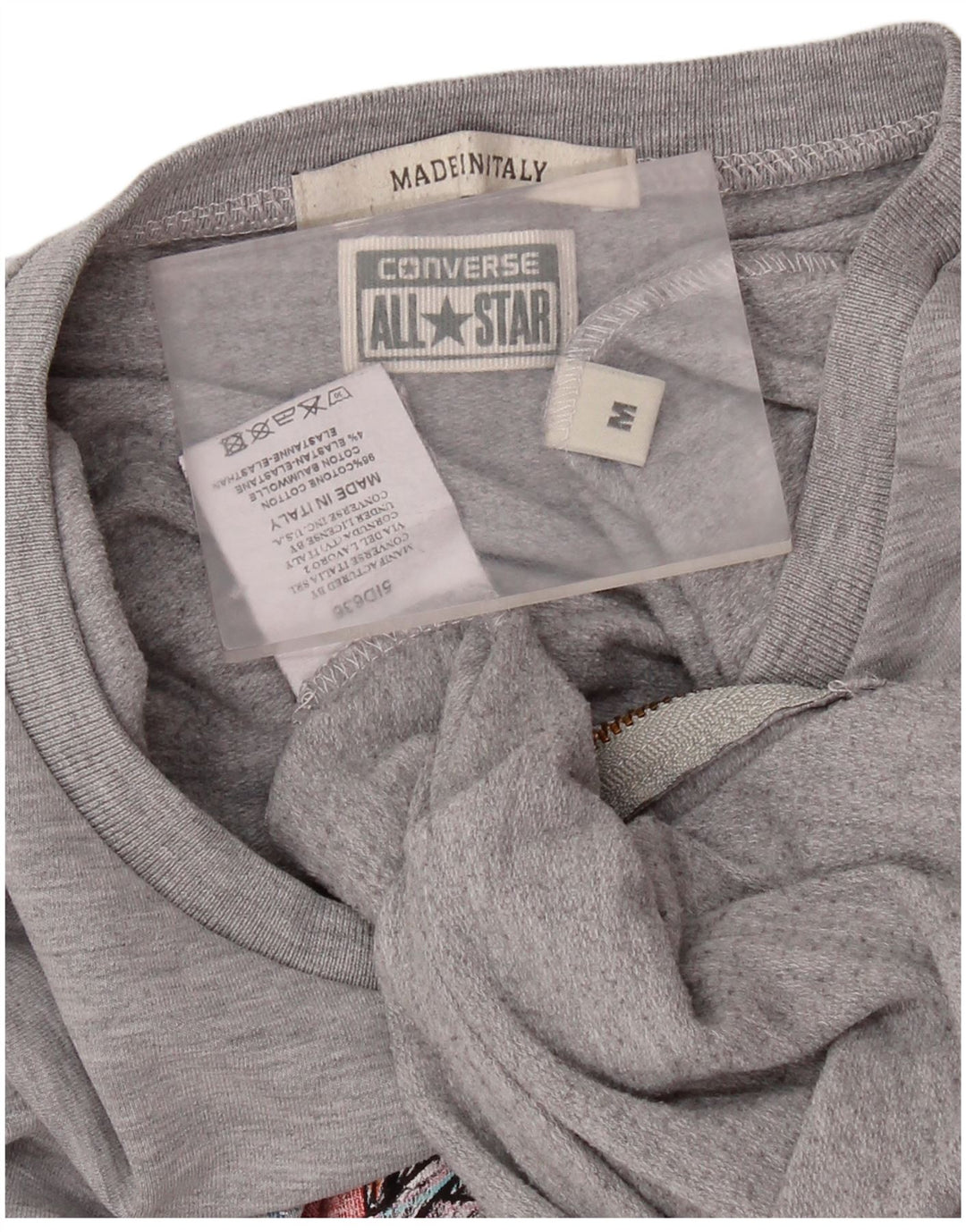 Damski sweter z grafiką CONVERSE UK 14, średnioszary, bawełniany