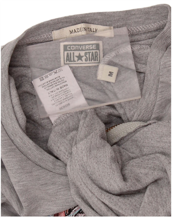 Damski sweter z grafiką CONVERSE UK 14, średnioszary, bawełniany