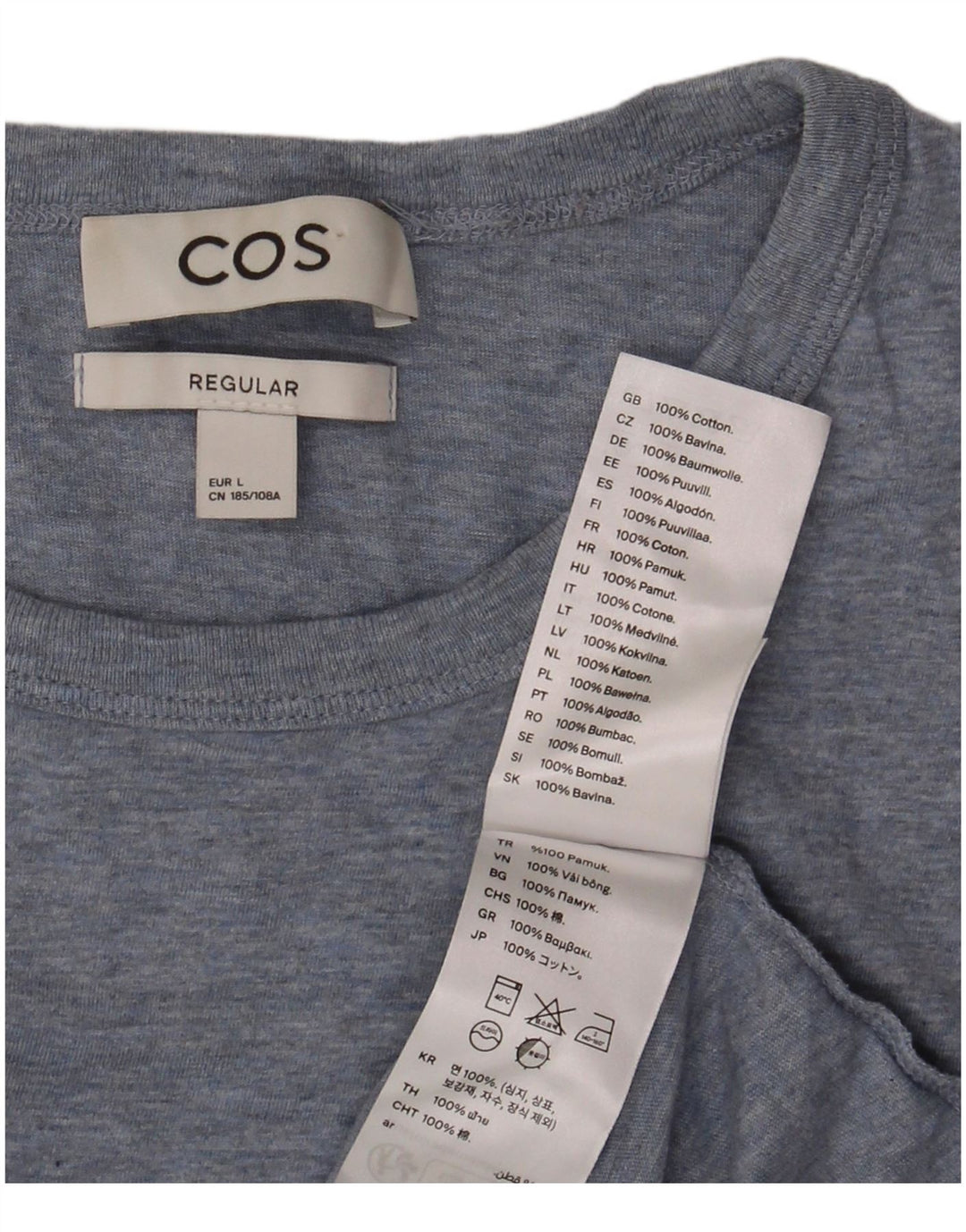 Cos Męski t-shirt o regularnym kroju, duży, niebieski, z bawełny w plamki