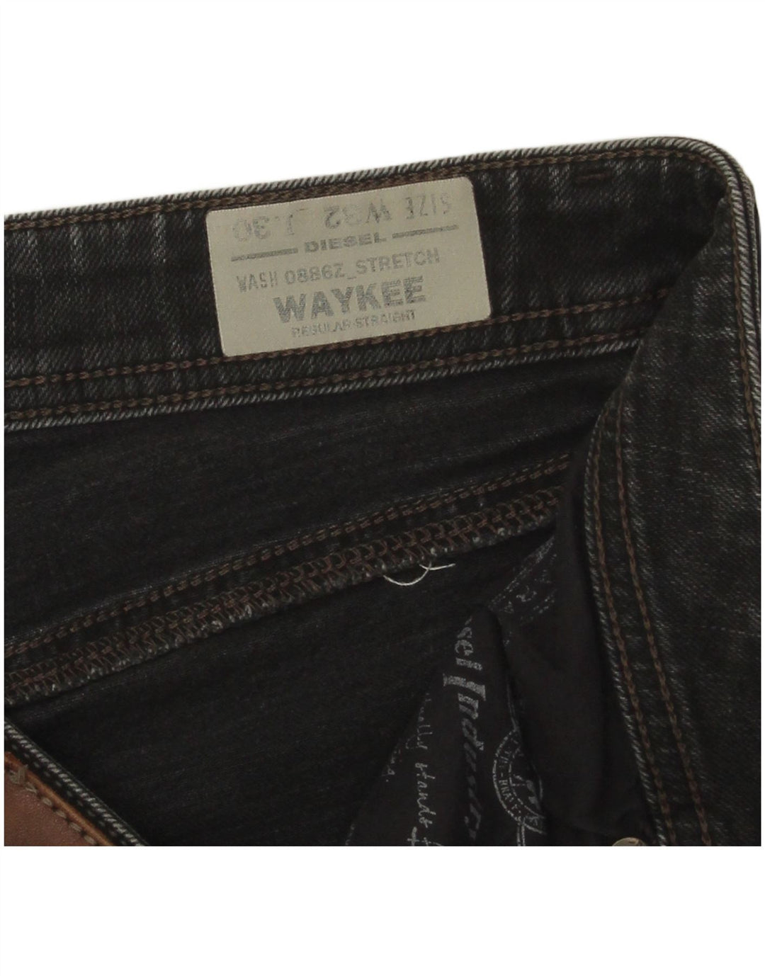 Diesel Męskie Waykee Regular Straight Jeans W32 L30 Szara bawełna