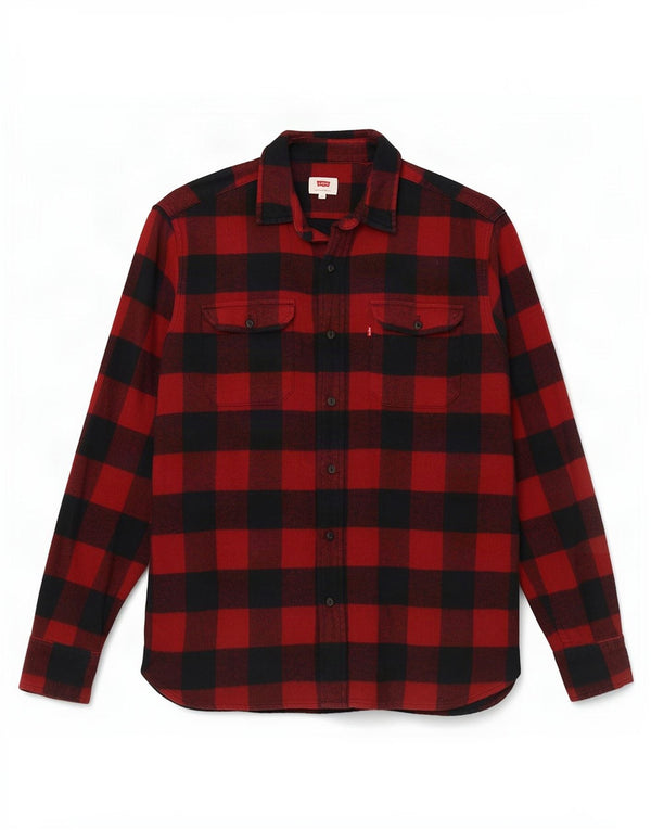 Męska koszula flanelowa Levi's, bawełniana kratka w kolorze średniej czerwieni