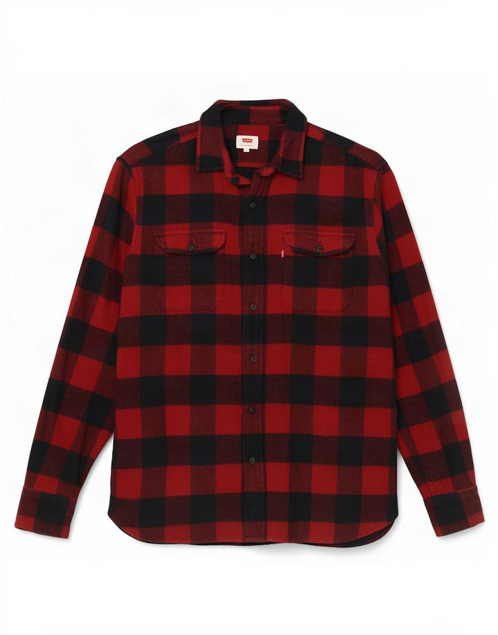 Męska koszula flanelowa Levi's, bawełniana kratka w kolorze średniej czerwieni