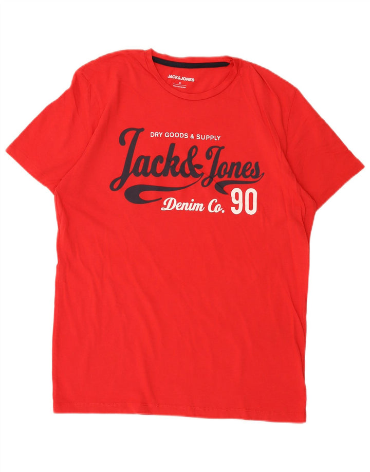 Męska koszulka z grafiką Jack & Jones, bawełniana, średnia czerwona