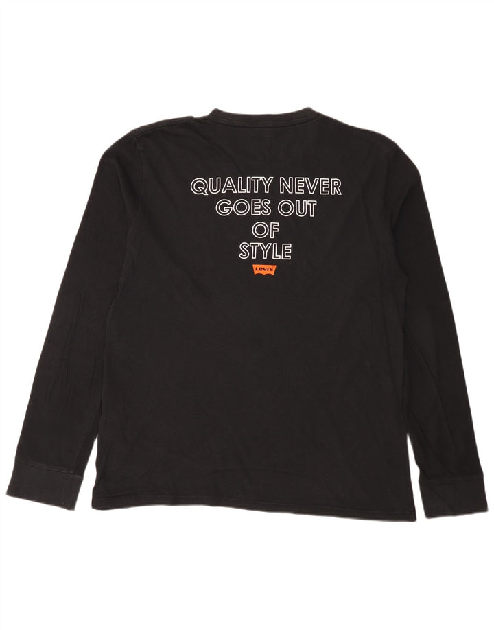 Męski graficzny top Levi's z długim rękawem, duży, czarny, bawełniany
