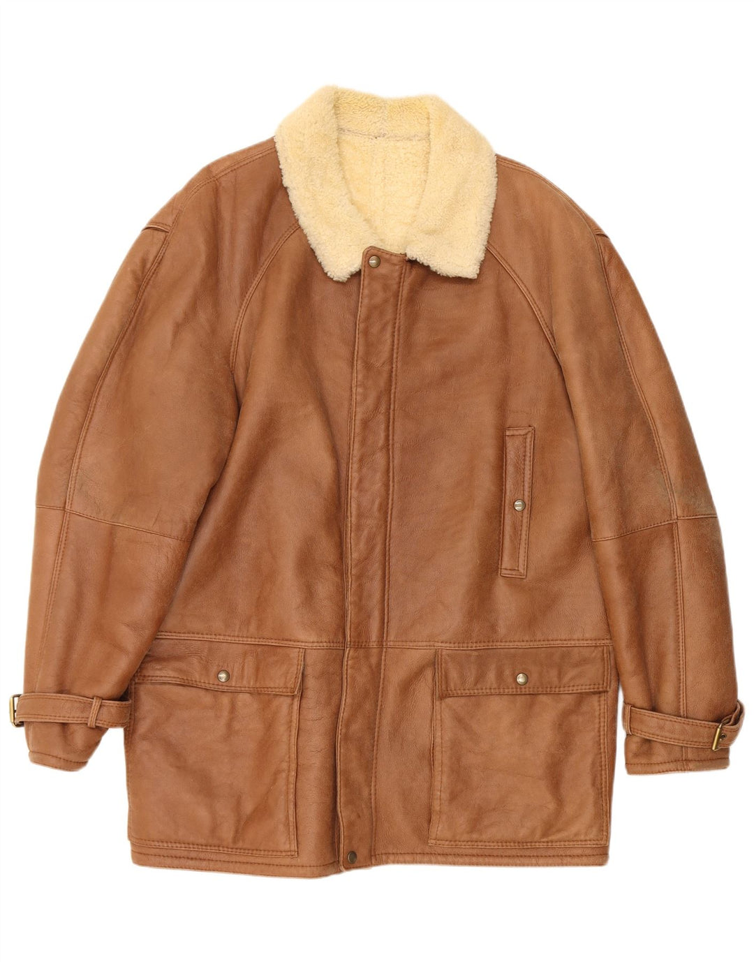 Vintage męska kurtka Shearling IT 52 XL Beżowa kurtka Shearling