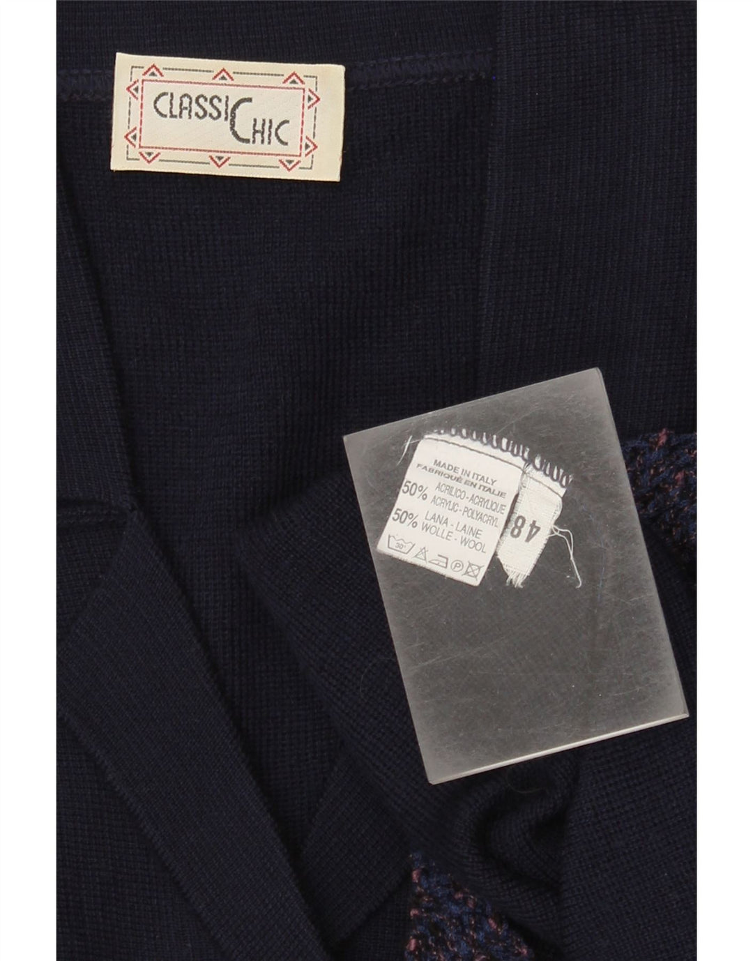 Sweter damski w stylu vintage IT 48 XL Granatowy akryl