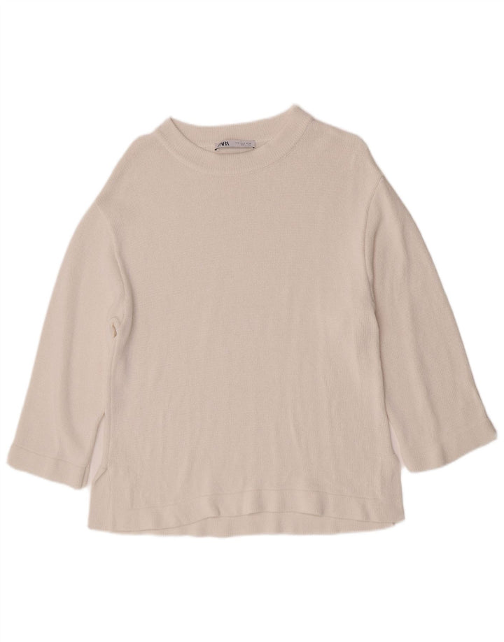 Sweter damski Zara z dekoltem w łódkę UK 14, średni biały