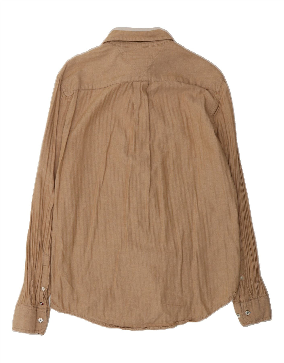 TOMMY HILFIGER Mens Flannel Shirt Medium Beige Herringbone Cotton Vintage Tommy Hilfiger and Second-Hand Tommy Hilfiger from Messina Hembry 
