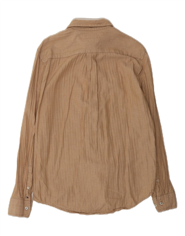 TOMMY HILFIGER Mens Flannel Shirt Medium Beige Herringbone Cotton Vintage Tommy Hilfiger and Second-Hand Tommy Hilfiger from Messina Hembry 
